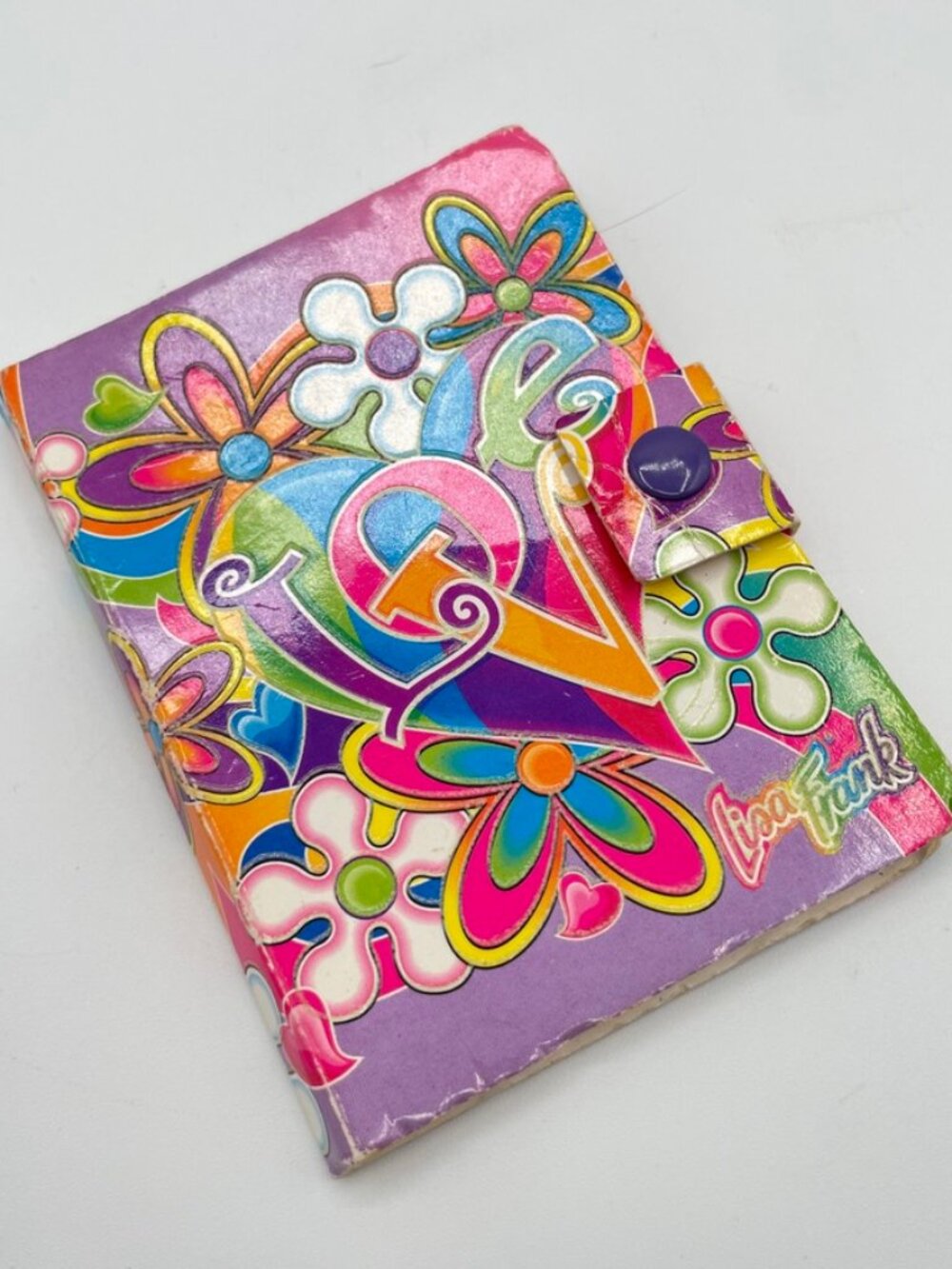 Vintage 90s Lisa Frank Love & Flowers Mini Notepad With Snap Closure Notebook